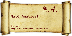 Máté Ametiszt névjegykártya